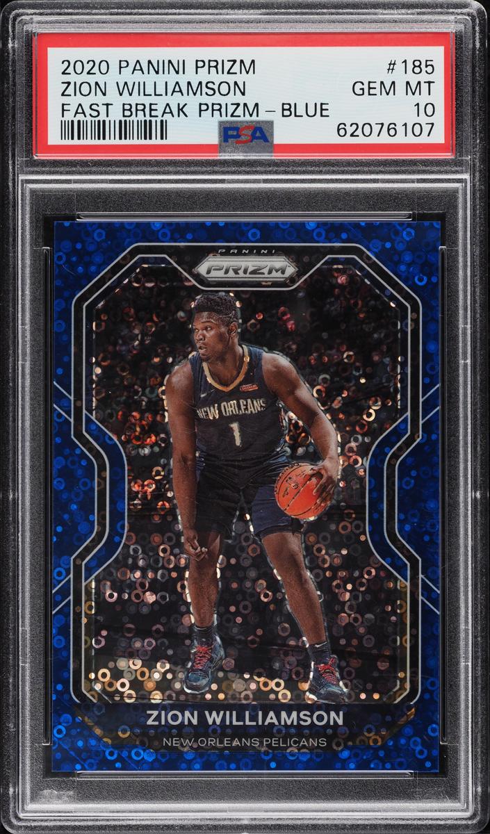 2020 Panini Prizm Basketball Fast Break Blue Zion Williamson #185 PSA 9