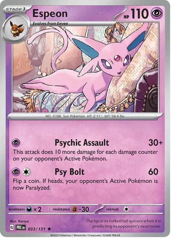 2025 Pokemon Scarlet & Violet Prismatic Evolutions Espeon #33 CGC 9