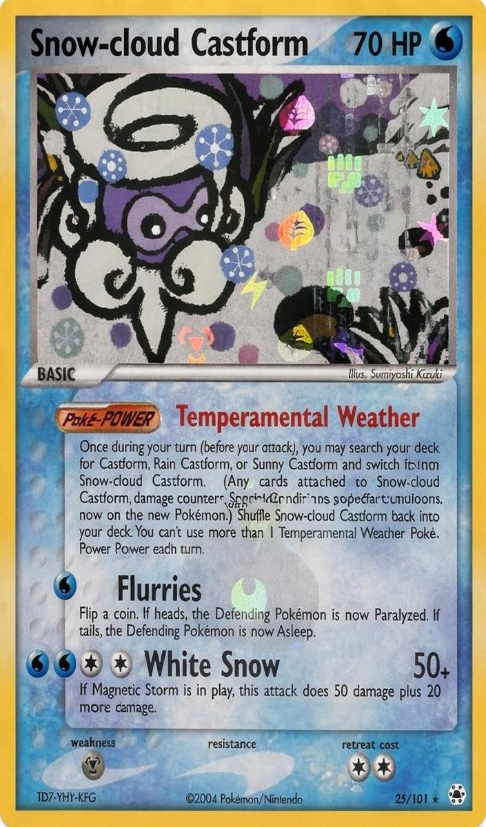 2004 Pokemon EX Hidden Legends Reverse Foil Snow-Cloud Castform #25