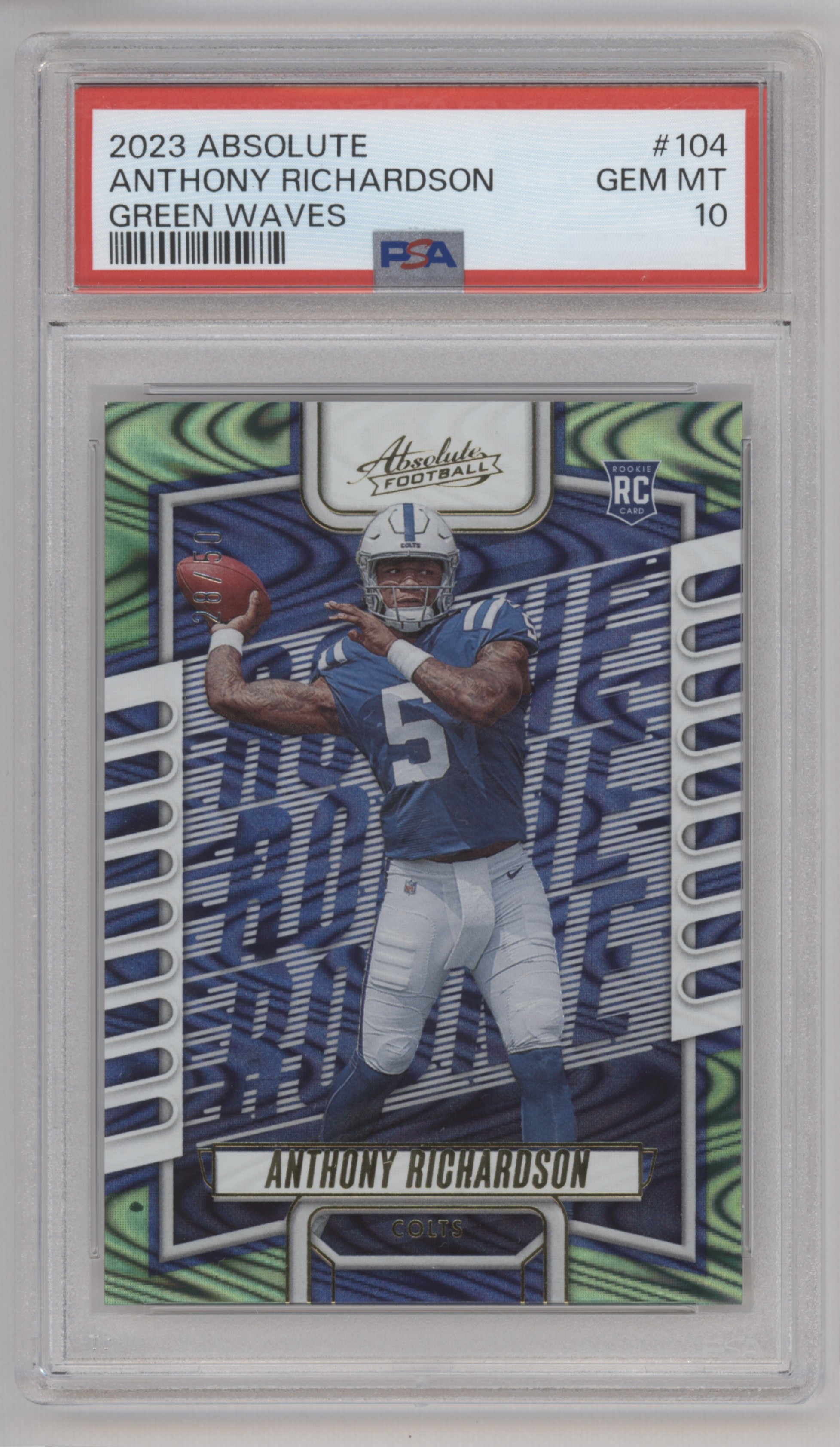 2023 Panini Absolute Football Green Waves Anthony Richardson #104 PSA 10