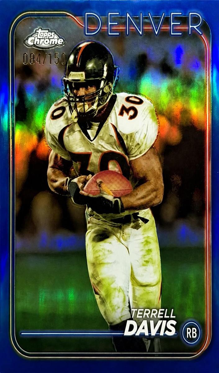 2024 Topps Chrome Football Blue Refractor Terrell Davis #60