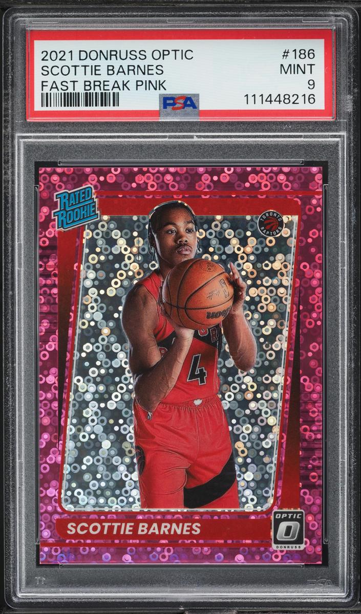 2021 Donruss Optic Basketball Fast Break Pink Scottie Barnes #186 PSA 9