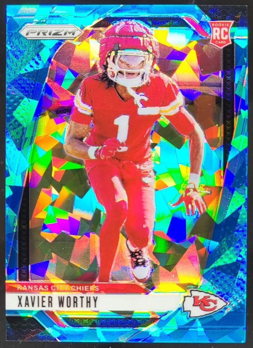 2024 Panini Prizm Football Blue Ice Xavier Worthy #399 PSA 9