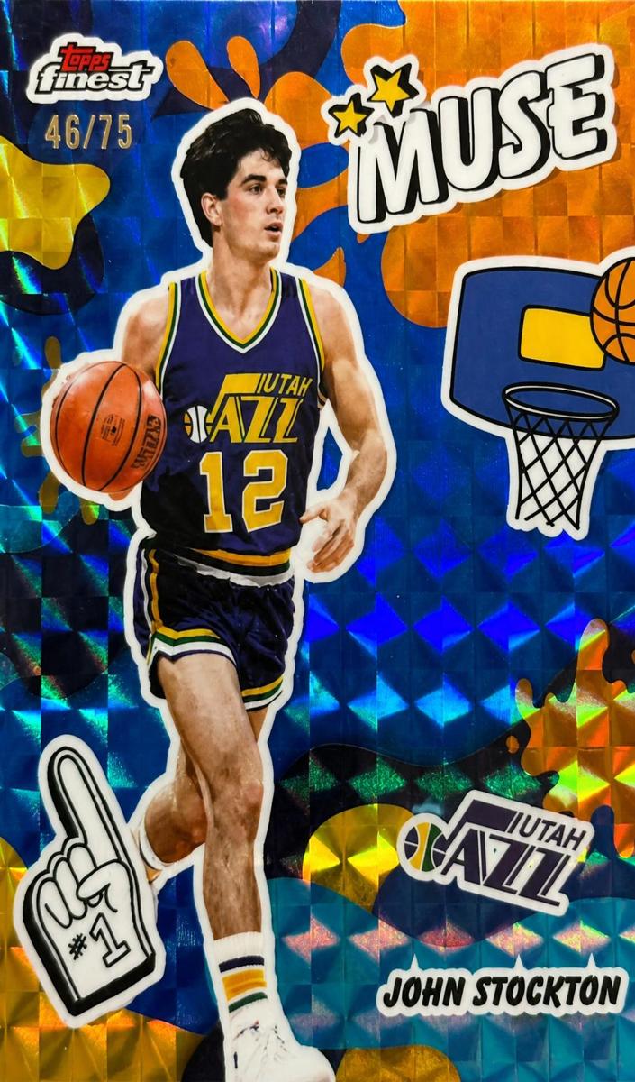 2025 Topps Finest Basketball Blue Geometric Refractor John Stockton #M-10