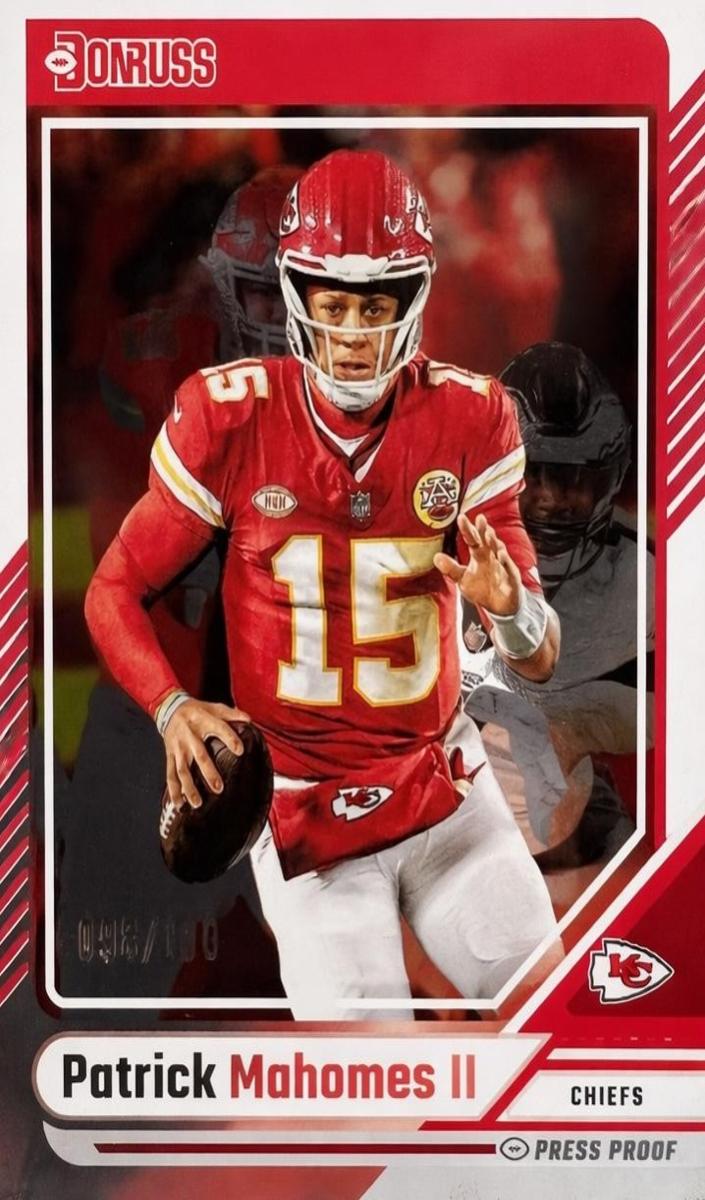 2024 Panini Donruss Football Press Proof Silver Patrick Mahomes II #100 PSA 8