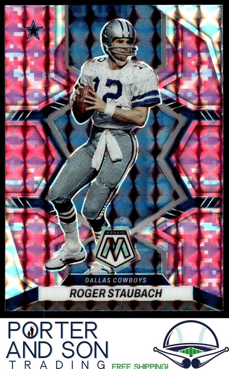 2022 Panini Mosaic Football Camo Pink Roger Staubach #57 PSA 10