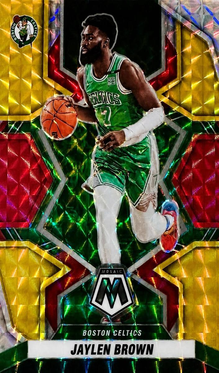 2021 Panini Mosaic Basketball Choice Fusion Red Yellow Mosaic Jaylen Brown #35