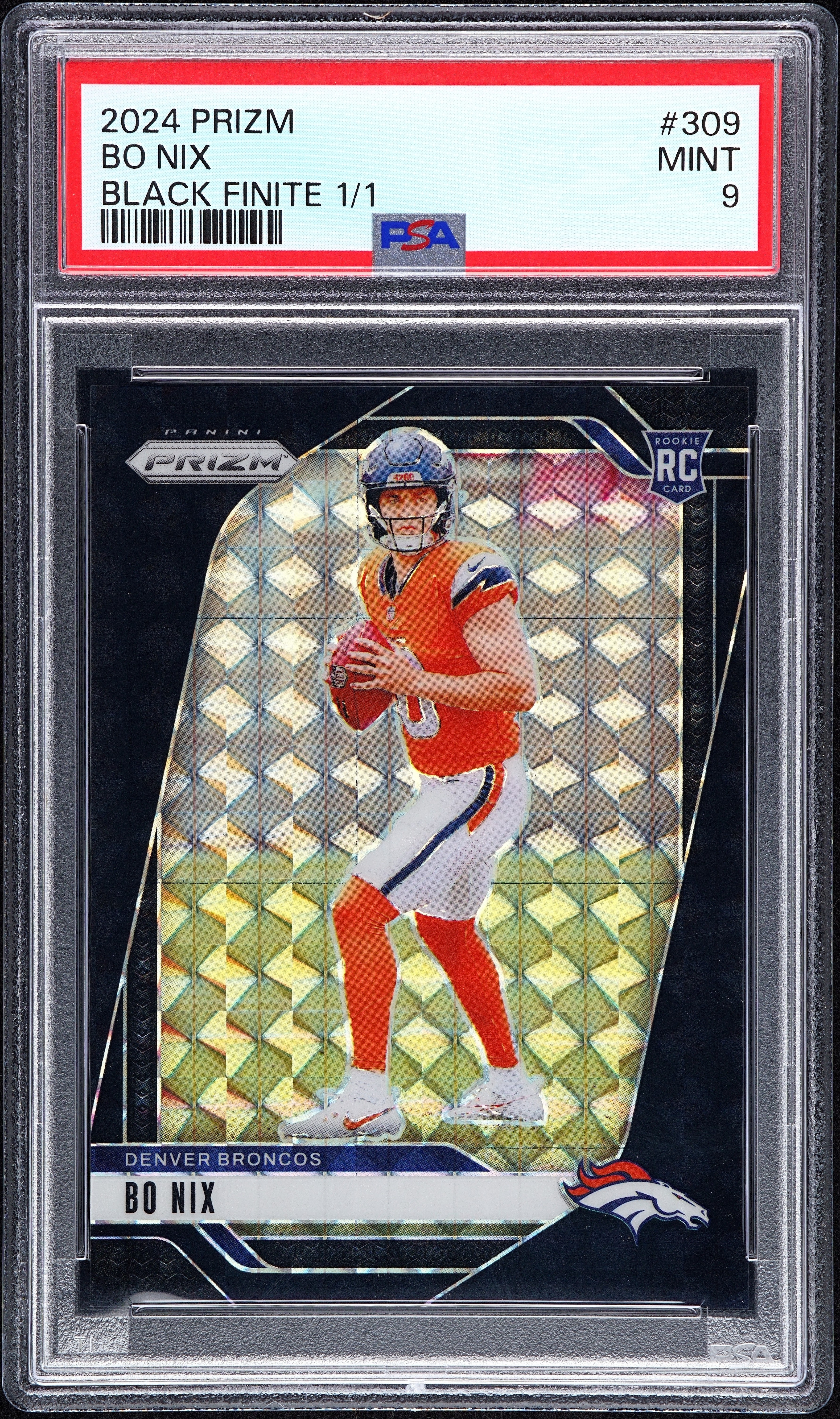 2024 Panini Prizm Football Black Finite Bo Nix #309 PSA 8.5