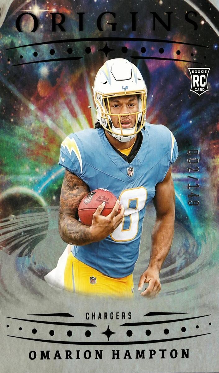 2025 Panini Origins Football Holo Silver Omarion Hampton #134 PSA 9