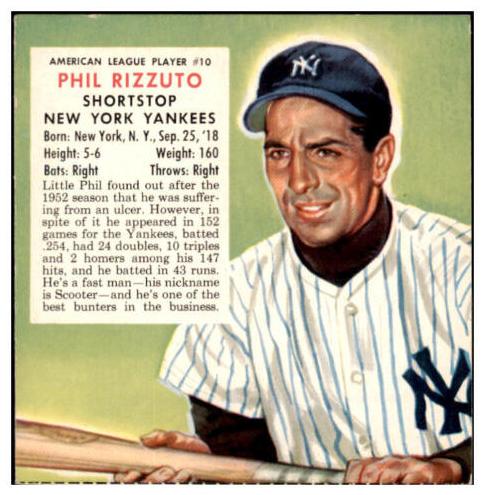 1953 Red Man Tobacco Baseball Phil Rizzuto #10