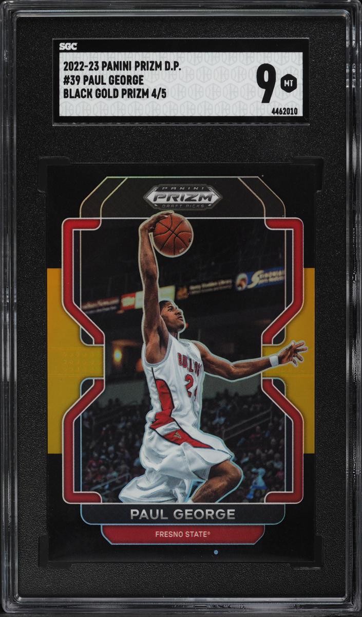 2022 Panini Prizm Draft Picks Basketball Black Gold Paul George #39 SGC 9