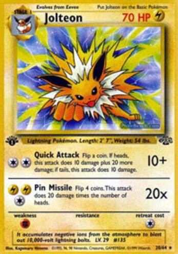 1999 Pokemon Jungle 1st Edition Jolteon #20