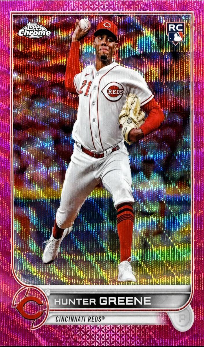 2022 Topps Chrome Update Baseball Pink Wave Hunter Greene #USC191