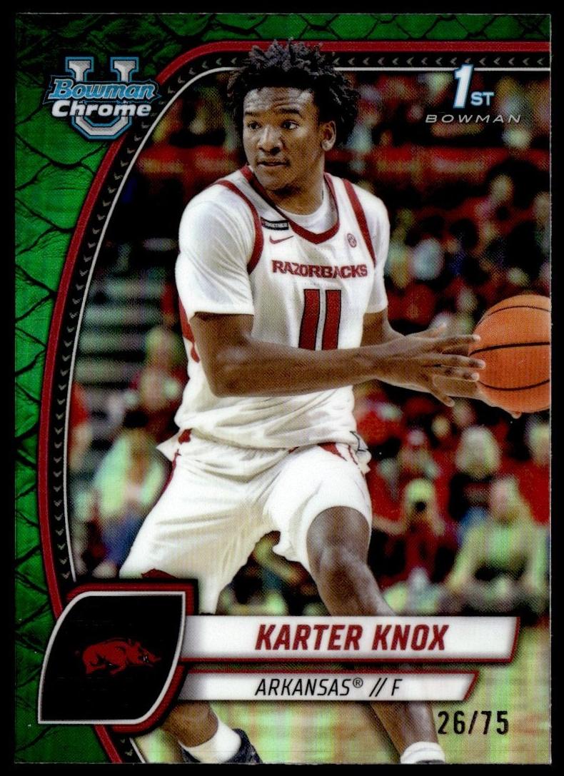 2024 Bowman Chrome University Basketball Reptilian Green Refractor Karter Knox #41
