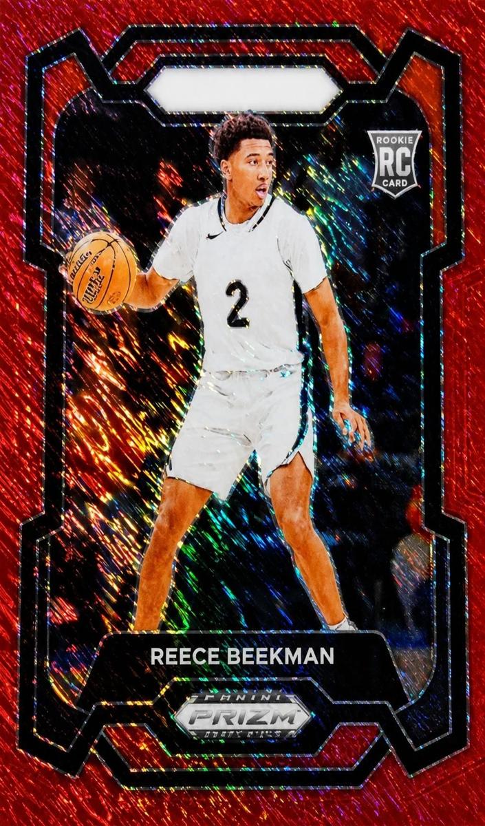 2024 Panini Prizm Draft Picks Basketball Red Shimmer FOTL Reece Beekman #83