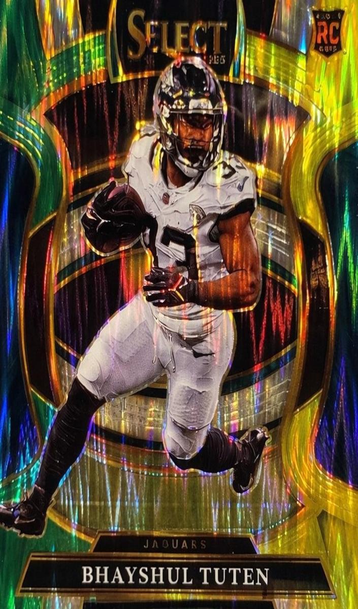 2025 Panini Select Football Green and Yellow Shock Bhayshul Tuten #29
