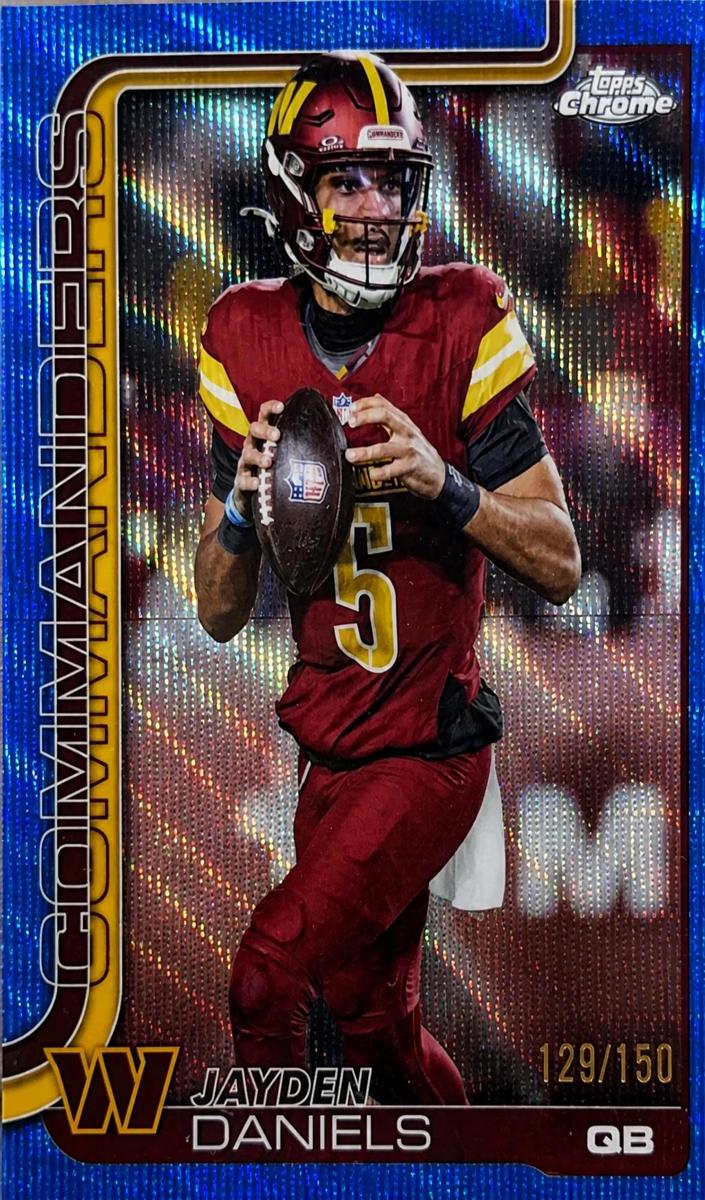 2025 Topps Chrome Football Blue Wave Refractor Jayden Daniels #295