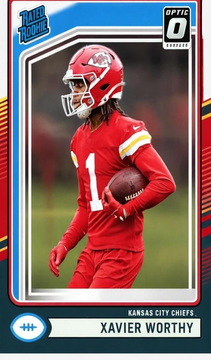 2024 Panini Donruss Football Red and Green Xavier Worthy #398 PSA 9