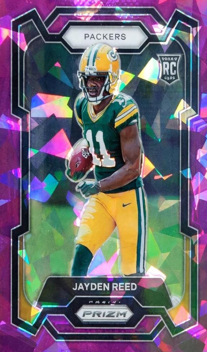 2023 Panini Prizm Football Purple Ice Jayden Reed #334 PSA 9