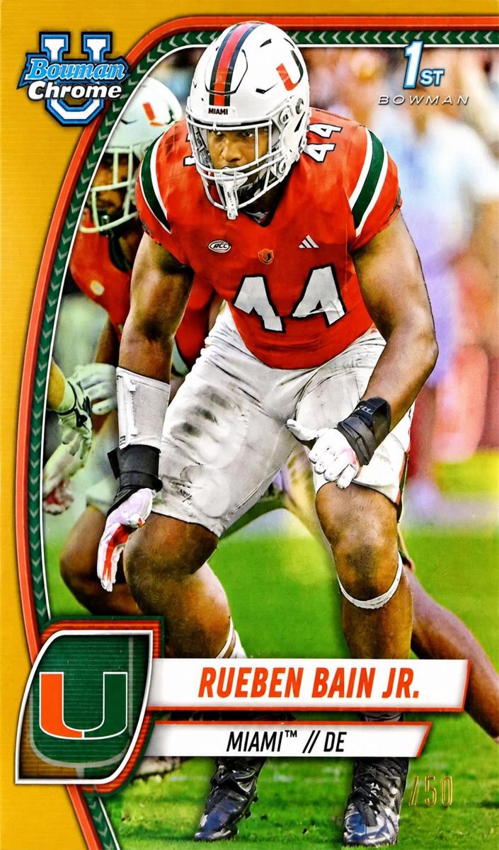 2024 Bowman Chrome University Football Yellow Refractor Rueben Bain Jr. #157