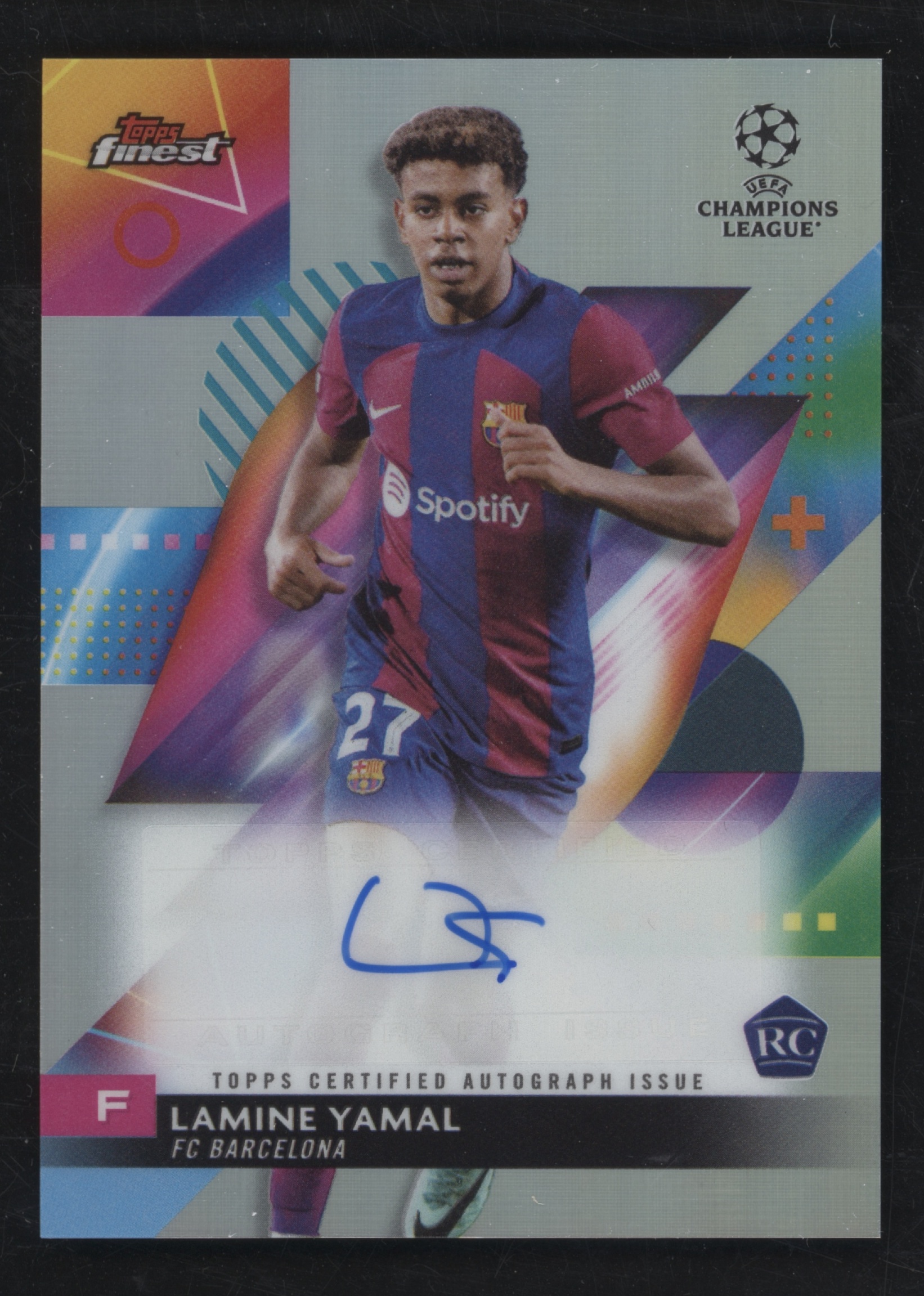 2023 Topps Finest UEFA Club Competitions Soccer Lamine Yamal #A-LY PSA 9