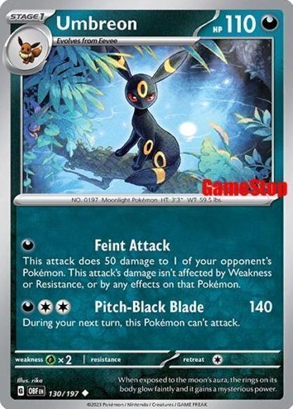 2023 Pokemon Scarlet & Violet Obsidian Flames GameStop Umbreon #130