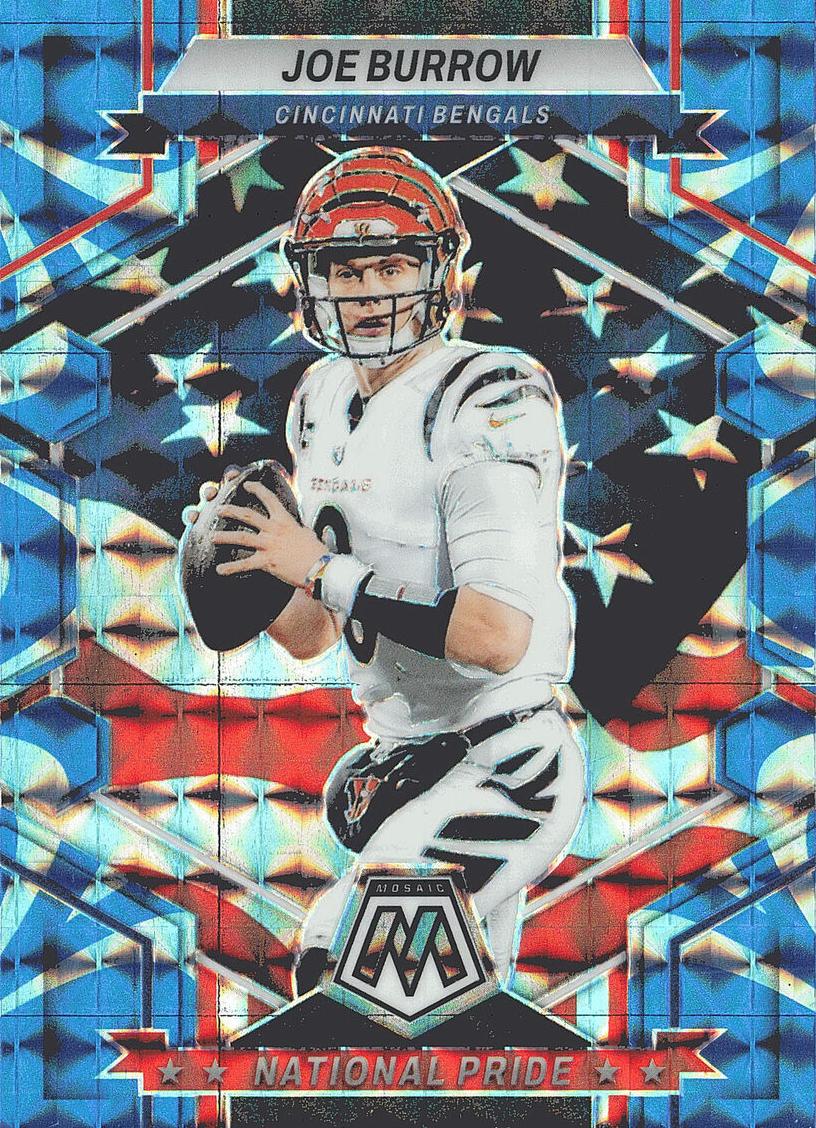 2023 Panini Mosaic Football Reactive Blue Joe Burrow #254 PSA 8