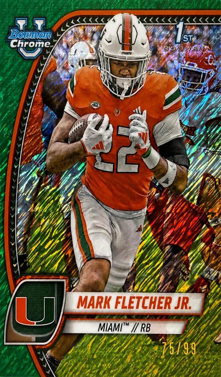 2024 Bowman Chrome University Football Shimmer Green Refractor Mark Fletcher Jr. #126