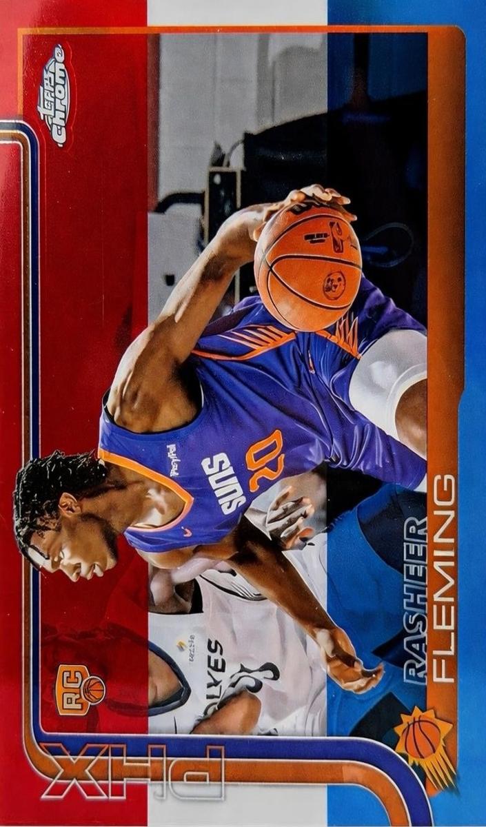 2025 Topps Chrome Basketball Red White and Blue Refractor Rasheer Fleming #281
