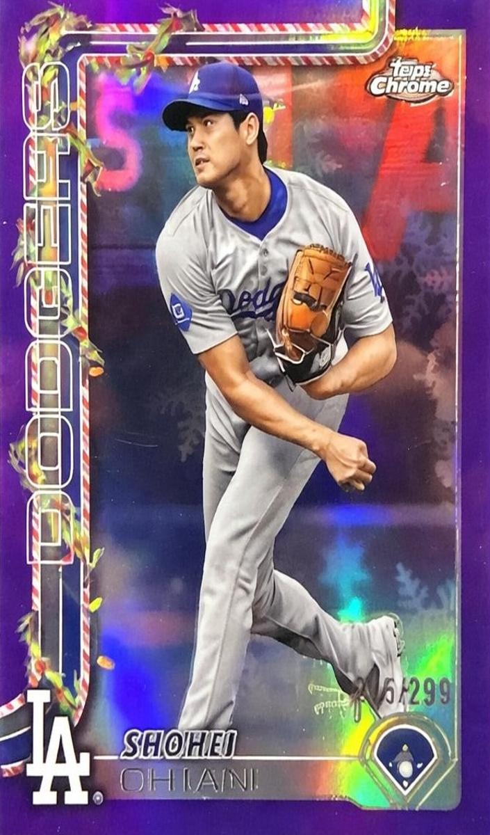 2025 Topps Holiday Baseball Purple Refractor Shohei Ohtani #HC1 PSA 8