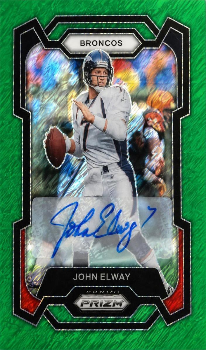 2023 Panini Prizm Football Green Shimmer John Elway #89 PSA 9