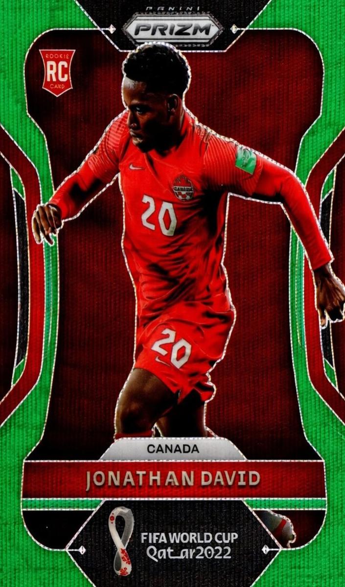 2022 Panini Prizm FIFA World Cup Qatar Soccer Prizms Green Wave Jonathan David #49 PSA 9