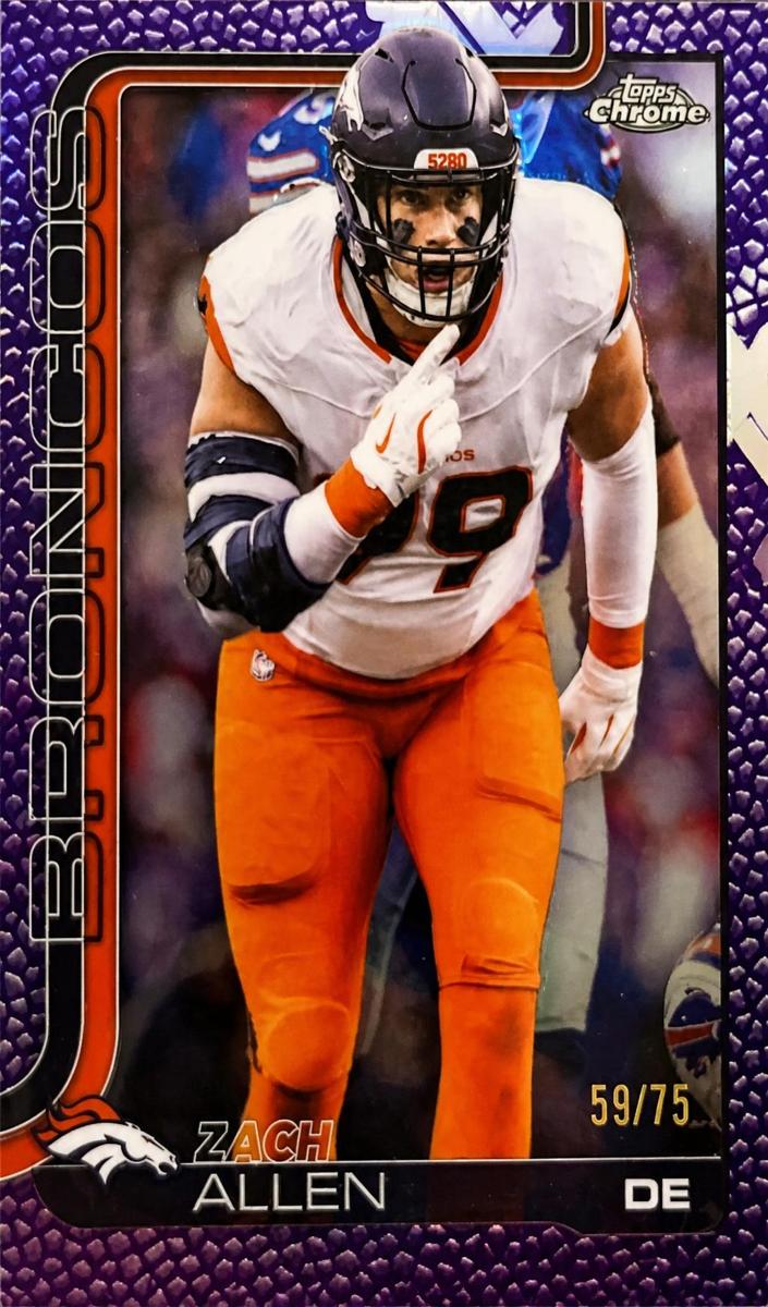 2025 Topps Chrome Football Football Leather Purple Refractor Zach Allen #95