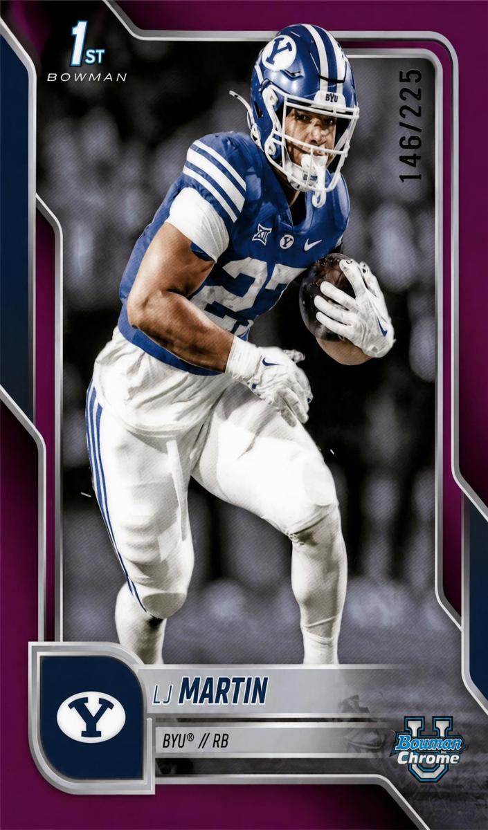 2025 Bowman Chrome University Football Fuchsia Refractor LJ Martin #108