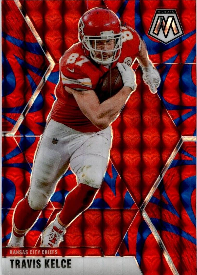 2020 Panini Mosaic Football Reactive Blue Travis Kelce #4