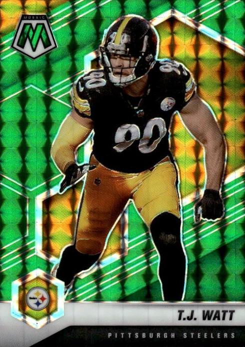 2021 Panini Mosaic Football Green T.J. Watt #172 SGC 9