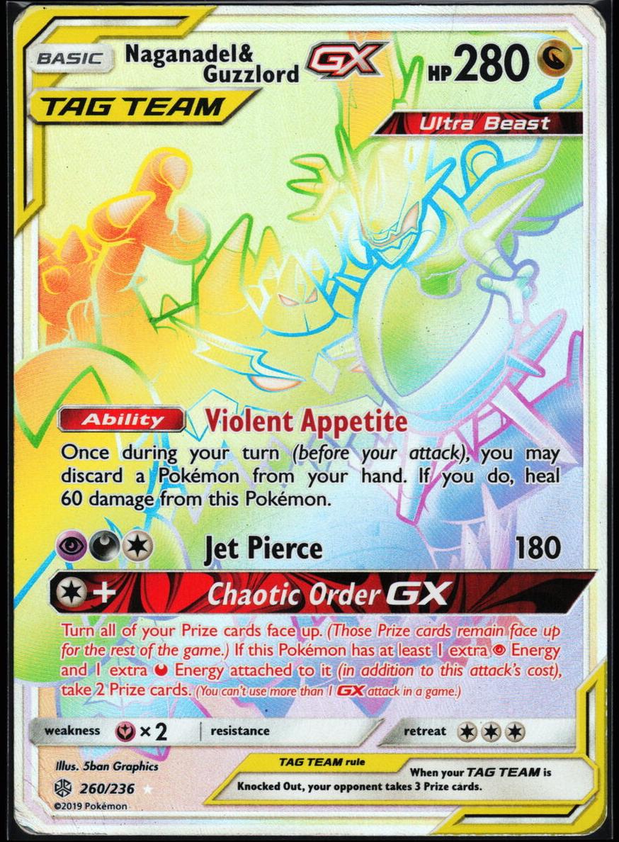 2019 Pokemon Sun & Moon Cosmic Eclipse Naganadel & Guzzlord #260 PSA 9