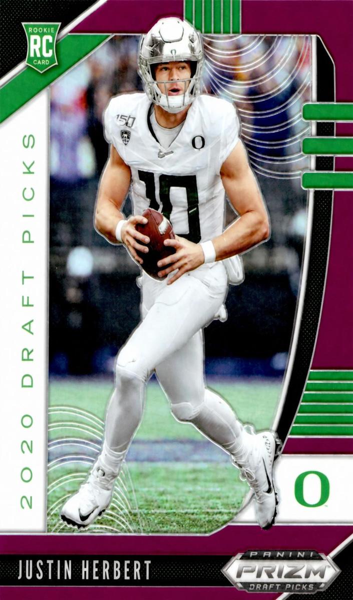 2020 Panini Prizm Draft Picks Football Purple Justin Herbert #102 PSA 9