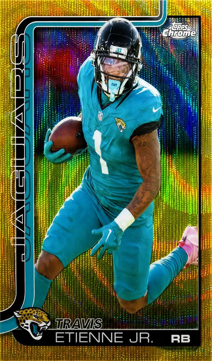 2025 Topps Chrome Football Gold Wave Refractor Travis Etienne Jr. #139