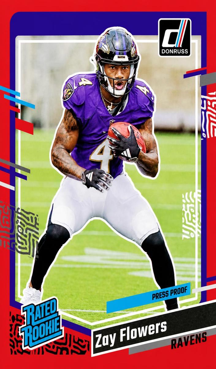 2023 Panini Donruss Football Press Proof Red Zay Flowers #307 PSA 8.5