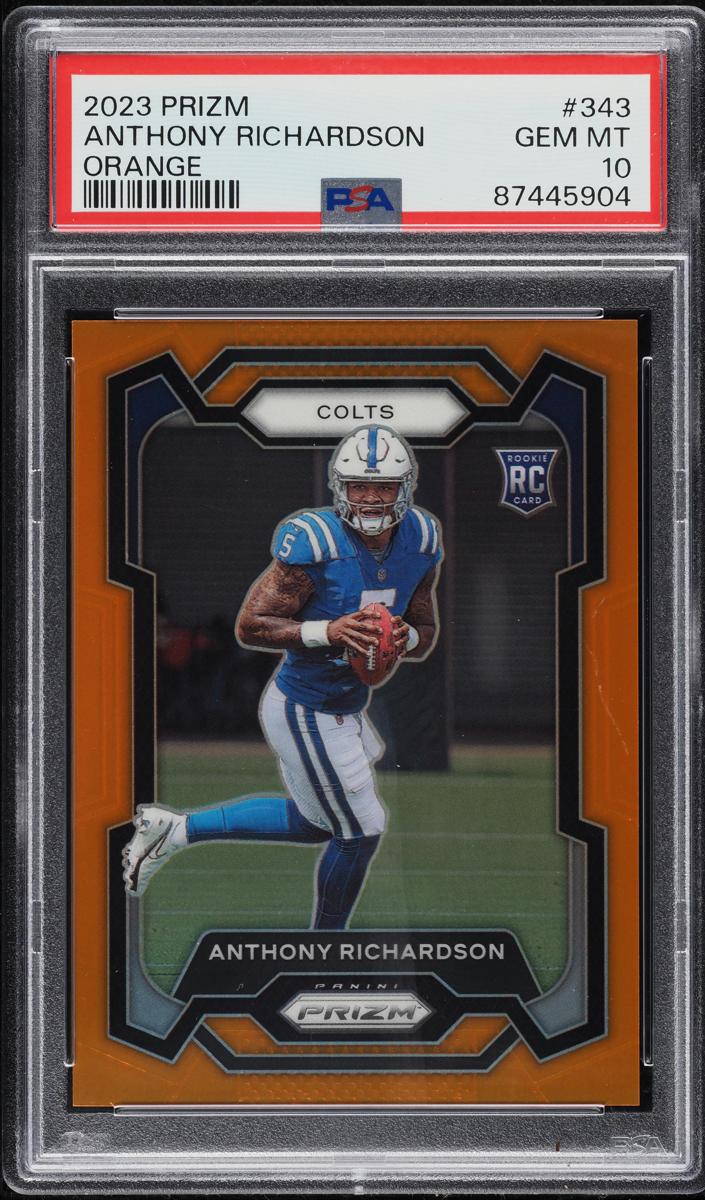 2023 Panini Prizm Football Orange Anthony Richardson #343 PSA 10