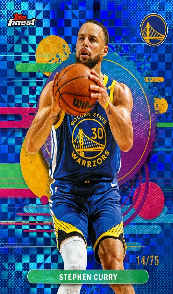2025 Topps Finest Basketball Blue X-Fractor Stephen Curry #163 PSA 9