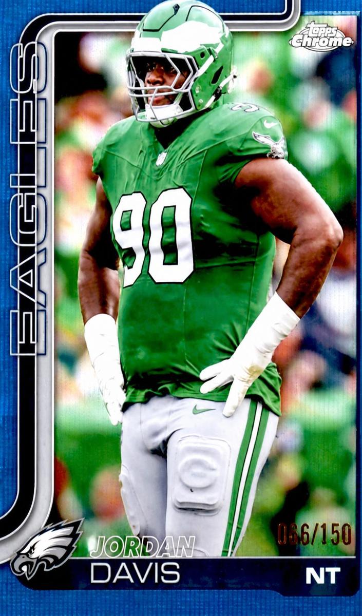 2025 Topps Chrome Football Blue Wave Refractor Jordan Davis #249