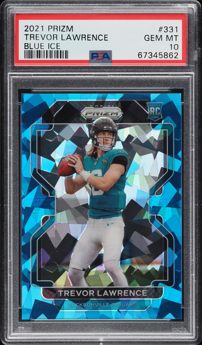 2021 Panini Prizm Football Blue Ice Trevor Lawrence #331 PSA 8