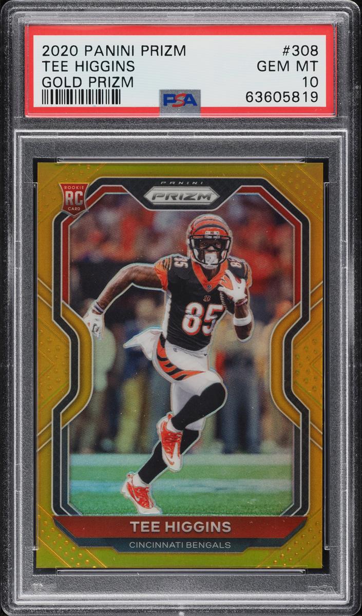 2020 Panini Prizm Football Gold Prizm Tee Higgins #308 PSA 9