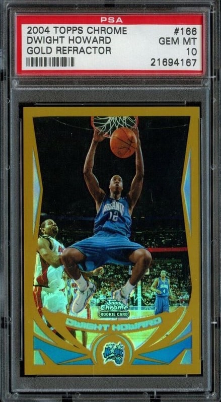 2004 Topps Chrome Basketball Gold Refractor Dwight Howard #166 PSA 9