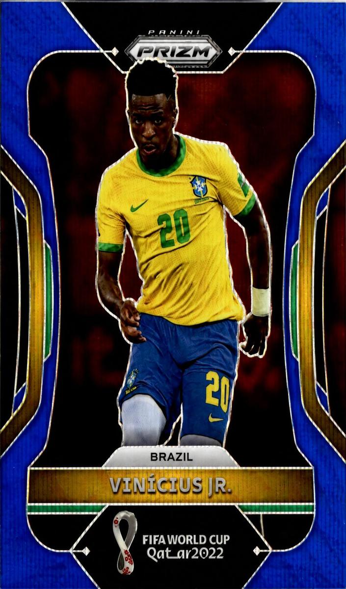 2022 Panini Prizm FIFA World Cup Qatar Soccer Prizms Blue Wave Vinicius Jr. #36 PSA 10