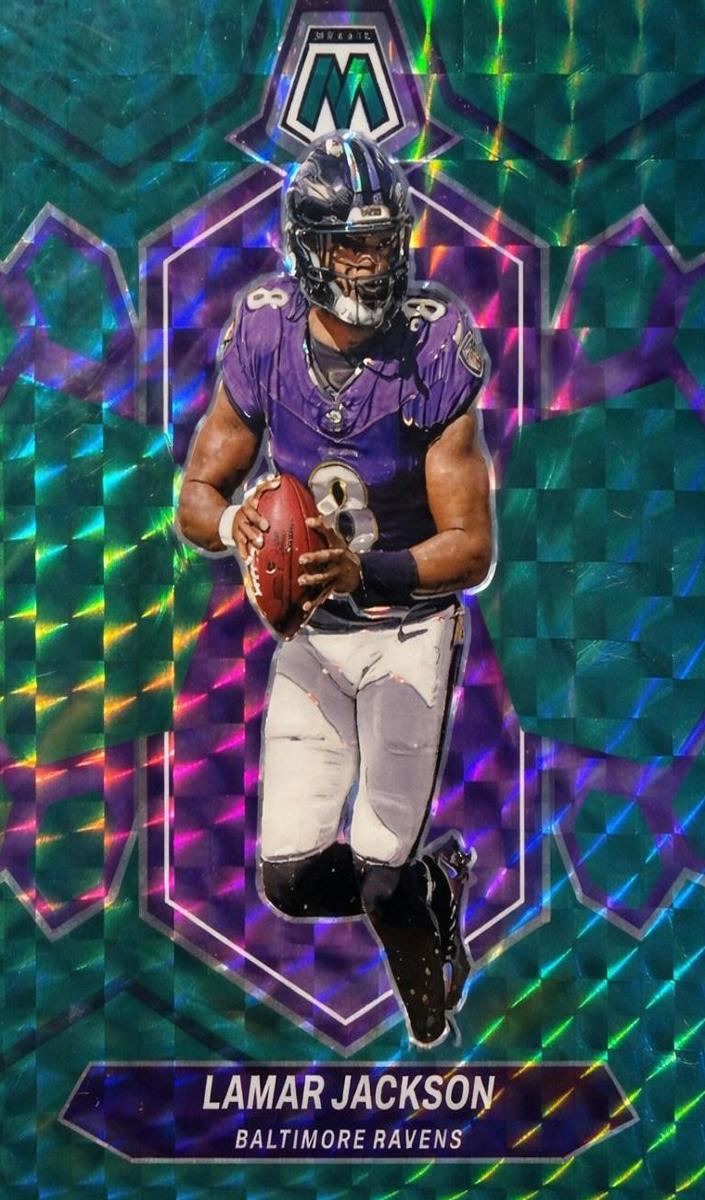 2024 Panini Mosaic Football Green Lamar Jackson #15 PSA 8