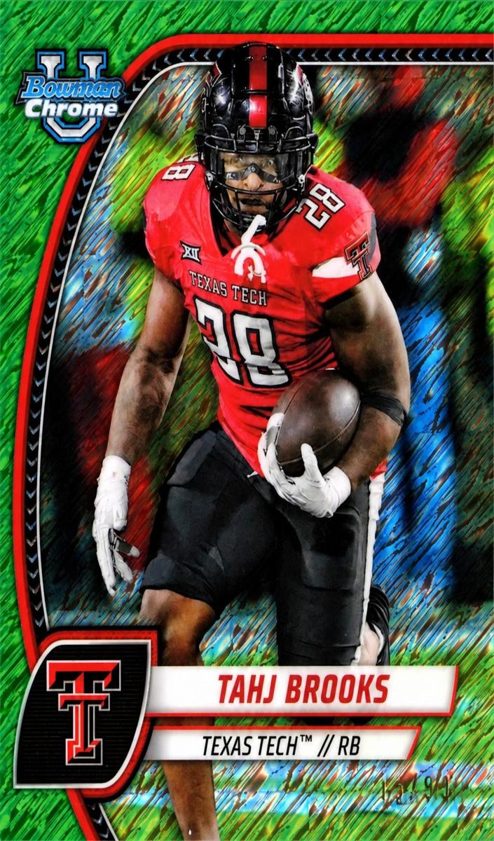 2024 Bowman Chrome University Football Shimmer Green Refractor Tahj Brooks #193