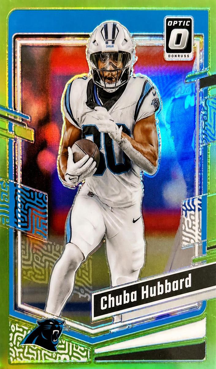 2023 Donruss Optic Football Lime Green Chuba Hubbard #27 PSA 9